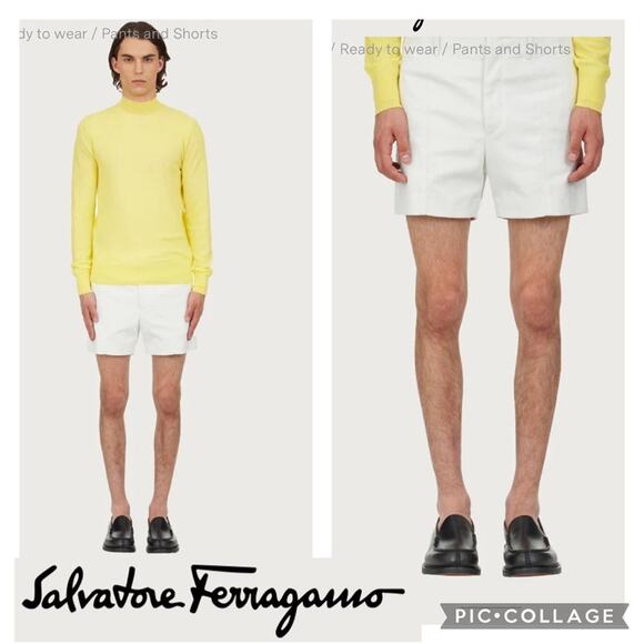 Salvatore Ferragamo Bermuda shorts in white size 56 (46 USA) - Picture 1 of 12